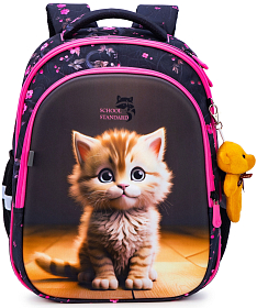Ортопедичний рюкзак до школи для дівчинки з Котиком School Standard 38х30х18 см для початкової школи (150-2) Ортопедичний рюкзак до школи для дівчинки з Котиком School Standard 38х30х18 см для початкової школи (150-2)