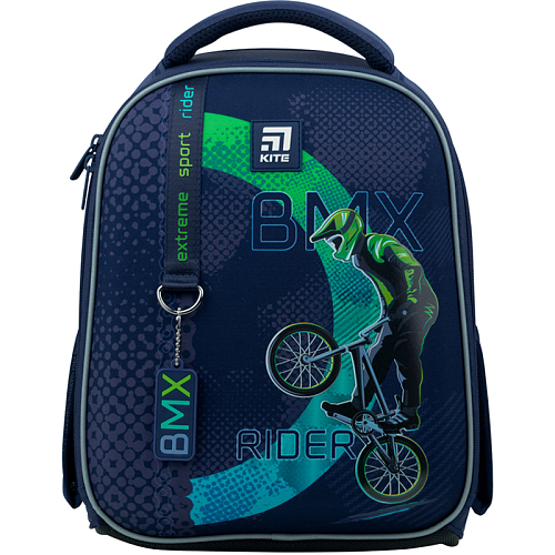 Рюкзак шкільний ортопедичний (ранець) синій для хлопчиків Kite Education для початкової школи BMX K22-555S-10