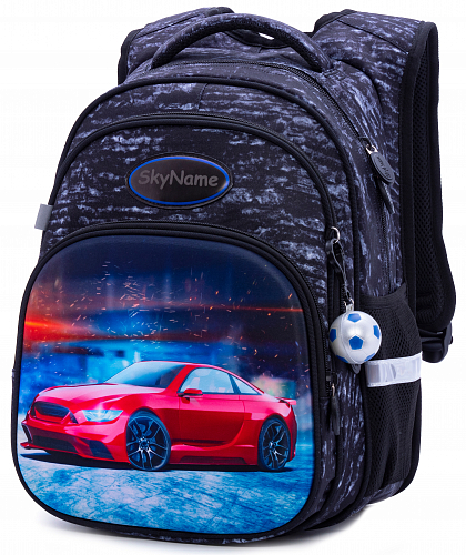 Шкільний рюкзак з ортопедичною спинкою для хлопчика Машина 38х29х19 см сірий для початкової школи Winner  / SkyName R3-236
