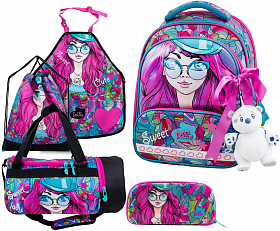 Шкільний ранець DeLune Full-set 9-122 + мішок + жорсткий пенал + спортивна сумка + фартух для праці + ведмедик + стрічка Шкільний ранець DeLune Full-set 9-122 + мішок + жорсткий пенал + спортивна сумка + фартух для праці + ведмедик + стрічка