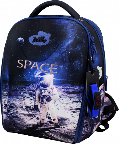 Шкільний рюкзак (ранець) з ортопедичною спинкою синій для хлопчика Delune з Космосом для першого класу 35х27х16 см (7mini-019)