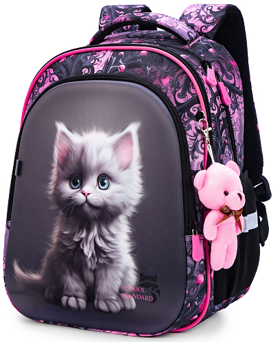Шкільний рюкзак з ортопедичною спинкою School Standard  для дівчинки з Котиком 38х30х18 см в 1 клас(150-4)