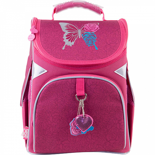Ортопедичний рюкзак (ранець) у школу для дівчинки GoPack Education каркасний Butterfly and roses GO21-5001S-1