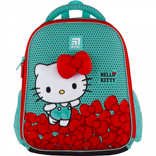 Ортопедичний рюкзак до школи бірюзови для дівчинки Kite Education для початкової школи каркасний Hello Kitty HK21-555S