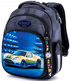 Ортопедичний рюкзак (ранець) шкільний сірий для хлопчика Winner  з Машиною 36x29x16 см в 1 клас (7008) Ортопедичний рюкзак (ранець) шкільний сірий для хлопчика Winner  з Машиною 36x29x16 см в 1 клас (7008)