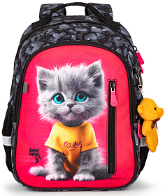 Ортопедичний рюкзак до школи School Standard для дівчинки з Котиком 38х28х16 см для 1-4 класу (160-9) Ортопедичний рюкзак до школи School Standard для дівчинки з Котиком 38х28х16 см для 1-4 класу (160-9)
