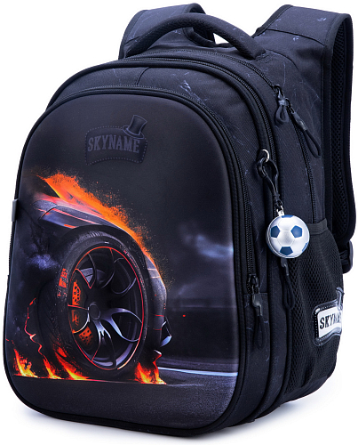Ортопедичний рюкзак для хлопчика чорний з Машиною Winner /SkyName 37х30х16 см для початкової школи (R1-049)