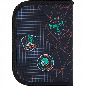 Пенал без наповнення Kite Education Motocross K21-622-2, 1 відділення, 2 відвороти Пенал без наповнення Kite Education Motocross K21-622-2, 1 відділення, 2 відвороти