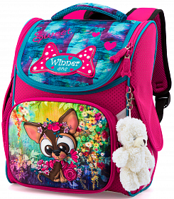 Рюкзак шкільний з ортопедичною спинкою рожевий для дівчинки Winner з щеням 34х26х14 см для 1 класу (2037) Рюкзак шкільний з ортопедичною спинкою рожевий для дівчинки Winner з щеням 34х26х14 см для 1 класу (2037)