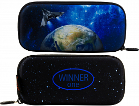 Пенал шкільний для хлопчика чорний з синім Космос твердий Winner One/SkyName P-217 Пенал шкільний для хлопчика чорний з синім Космос твердий Winner One/SkyName P-217