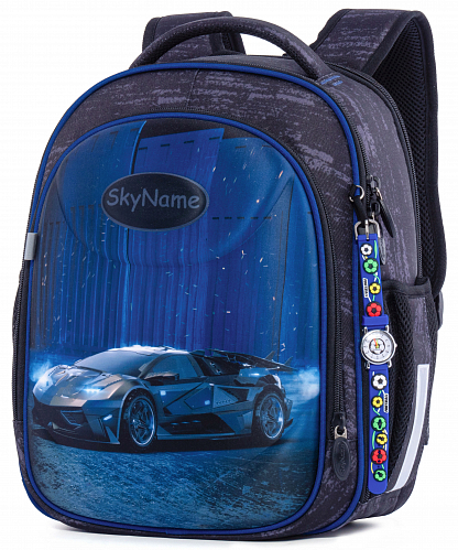 Шкільний рюкзак (ранець) з ортопедичною спинкою для хлопчика Машина 35х27х15 см чорний для першого класу Winner / SkyName R4-408