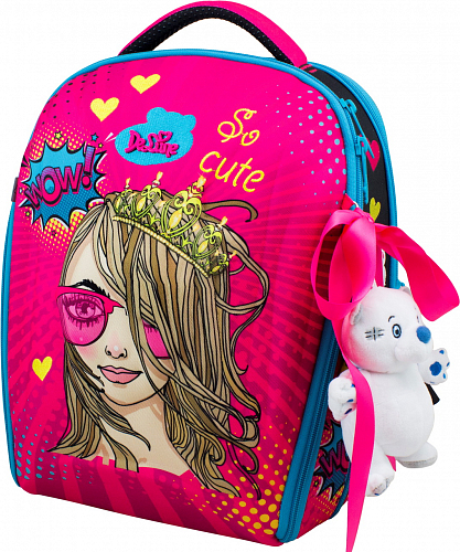 Ортопедичний рюкзак (ранець) у школу з мішком і пеналом рожевий для дівчаток Delune з Принцесою для 1 класу 35х27х16 см (7mini-022)