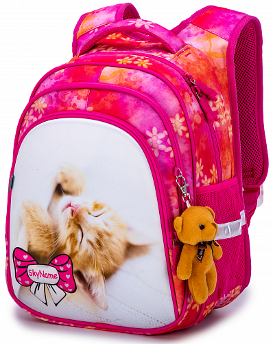 Ортопедичний рюкзак у школу для дівчинки рожевий з Котиком Winner /SkyName 37х30х18 см для 1-4 класу (R2-184)
