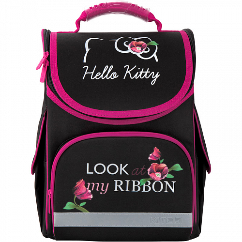 Ортопедичний рюкзак (ранець) до школи чорний для дівчинки Kite Education Hello Kitty для початкової школи HK20-501S