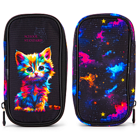 Пенал шкільний для дівчинки з Котиком м'який School Standard (PSS-121) Пенал шкільний для дівчинки з Котиком м'який School Standard (PSS-121)