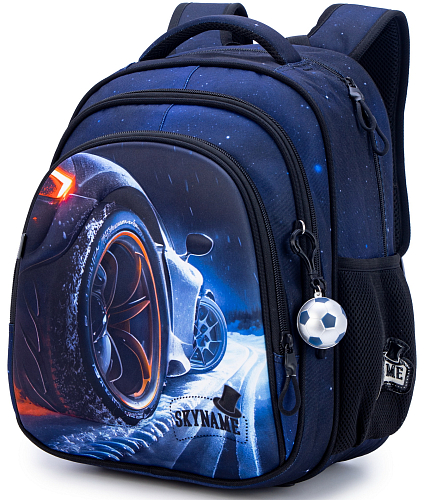 Шкільний рюкзак з ортопедичною спинкою для хлопчика синій з Автомобілем Winner /SkyName 37х30х18 см для молодших класів (R2-211)